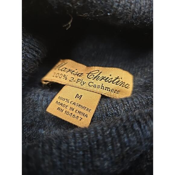 Marisa Christina Sweater Womens Medium 100% 2 Ply Cashmere Navy Blue - Picture 4 of 6